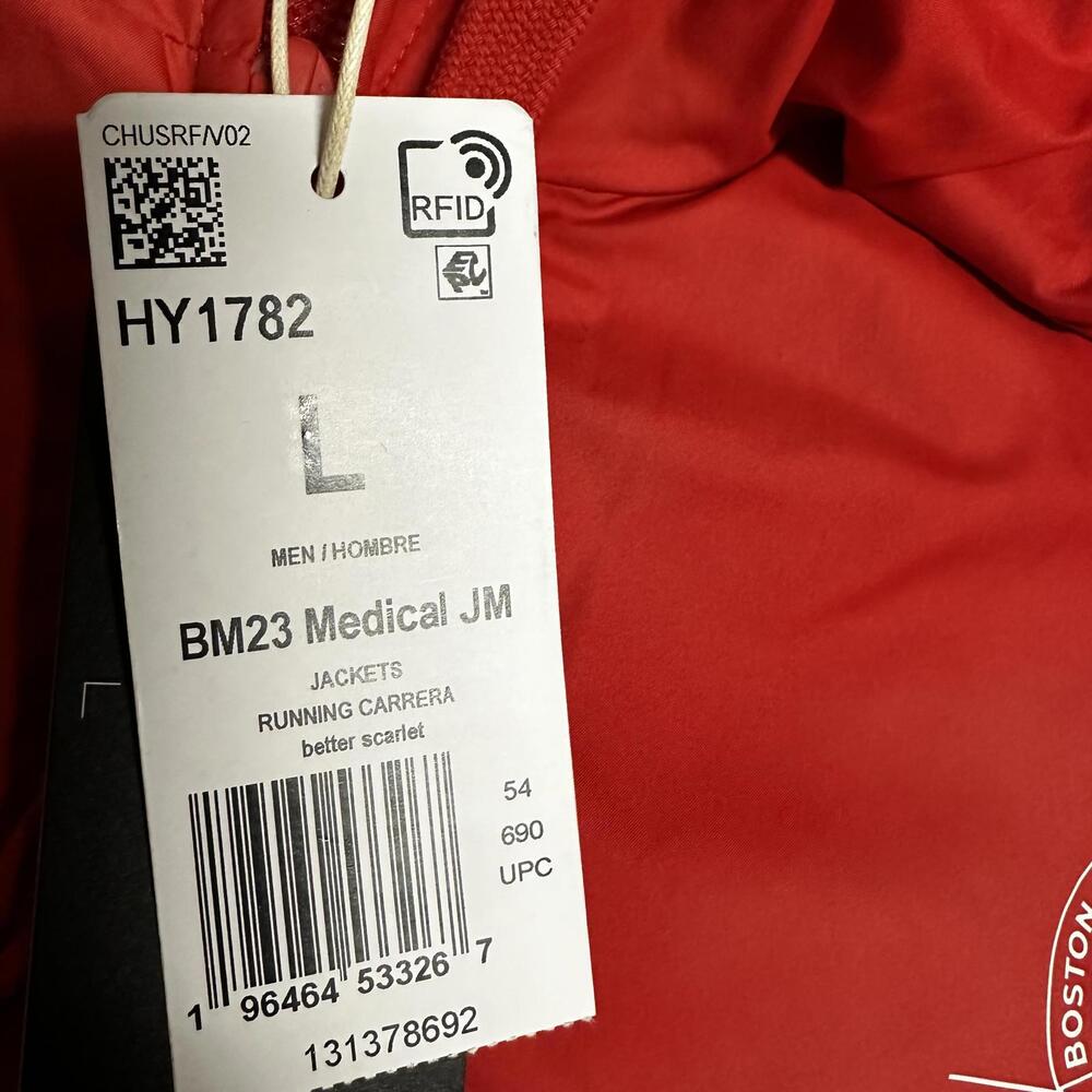 Adidas Y2K Vintage Red Boston Marathon 2023 Windbreaker Jacket Mens Size Large - Picture 5 of 5